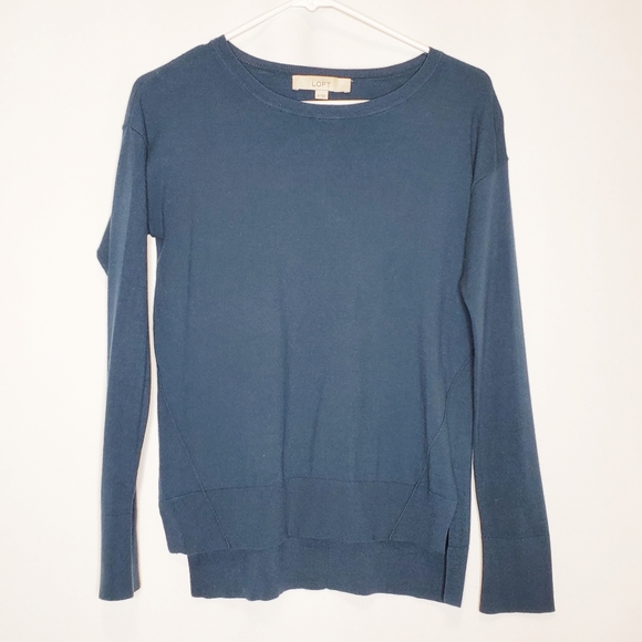 Green/Blue Loft Crew Sweater - Sz XS (EUC) - Picture 5 of 9